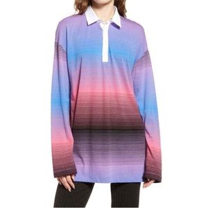 BP Ombré Bright Pink Purple Striped Long Sleeve Shirt Size 3XL